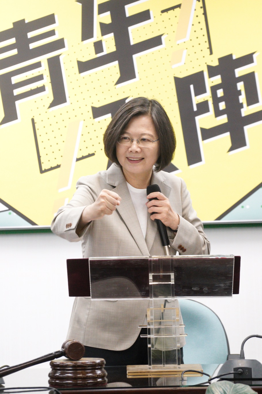 民進黨總統參選人蔡英文出席「2019青年入陣-民主新星研習營」成果發表會。 圖：張良一/攝