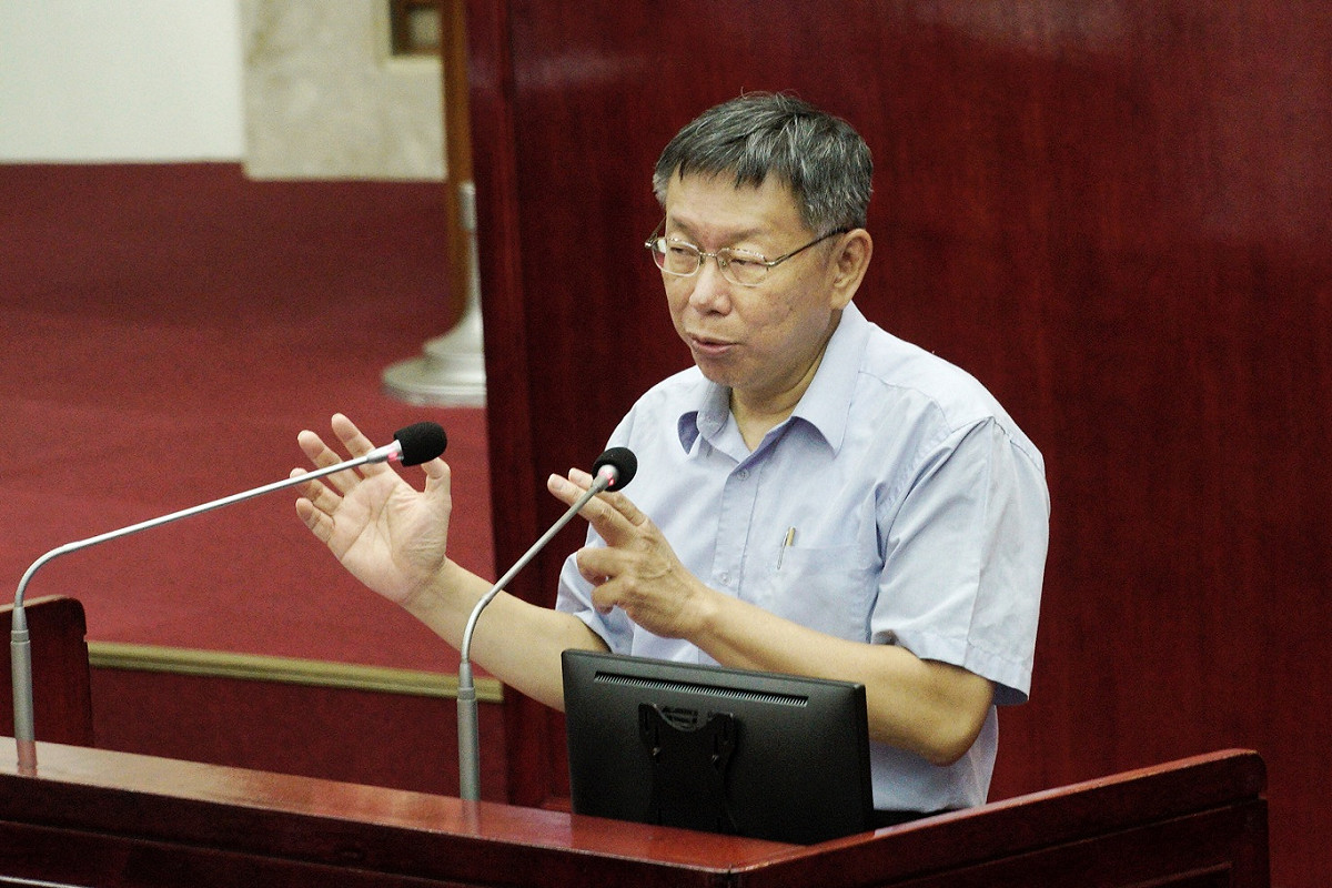 台北市長柯文哲在市議會備詢。 圖：張良一/攝