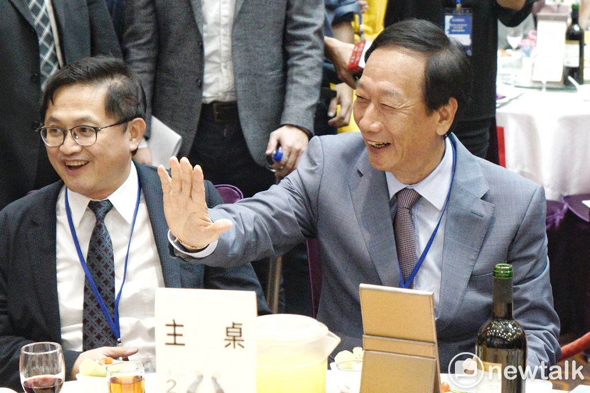 鴻海創辦人郭台銘出席台灣玉山科技協會會員大會。 圖：張良一/攝
