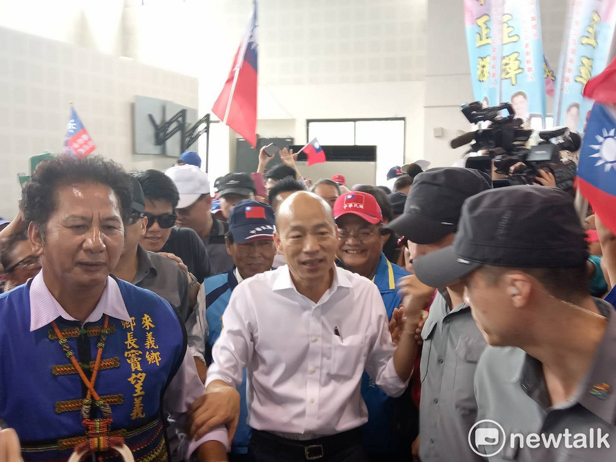 韓國瑜請假環島Day1，第五站來到來義郷多功能活動中心，參加黨部主辦的固本會報。 圖：孫家銘／攝