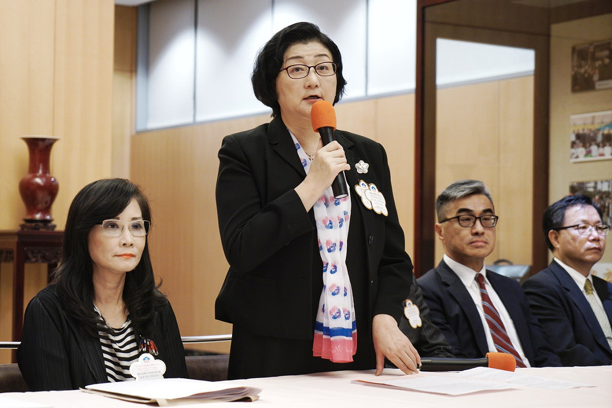 婦聯會主委雷倩日前於會員大會發言。 圖：張良一/攝