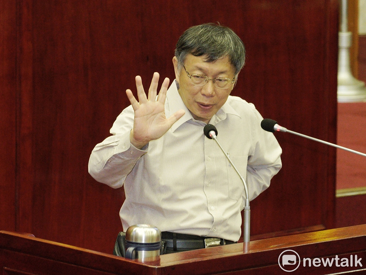 台北市長柯文哲在台北市議會備詢。 圖：張良一/攝