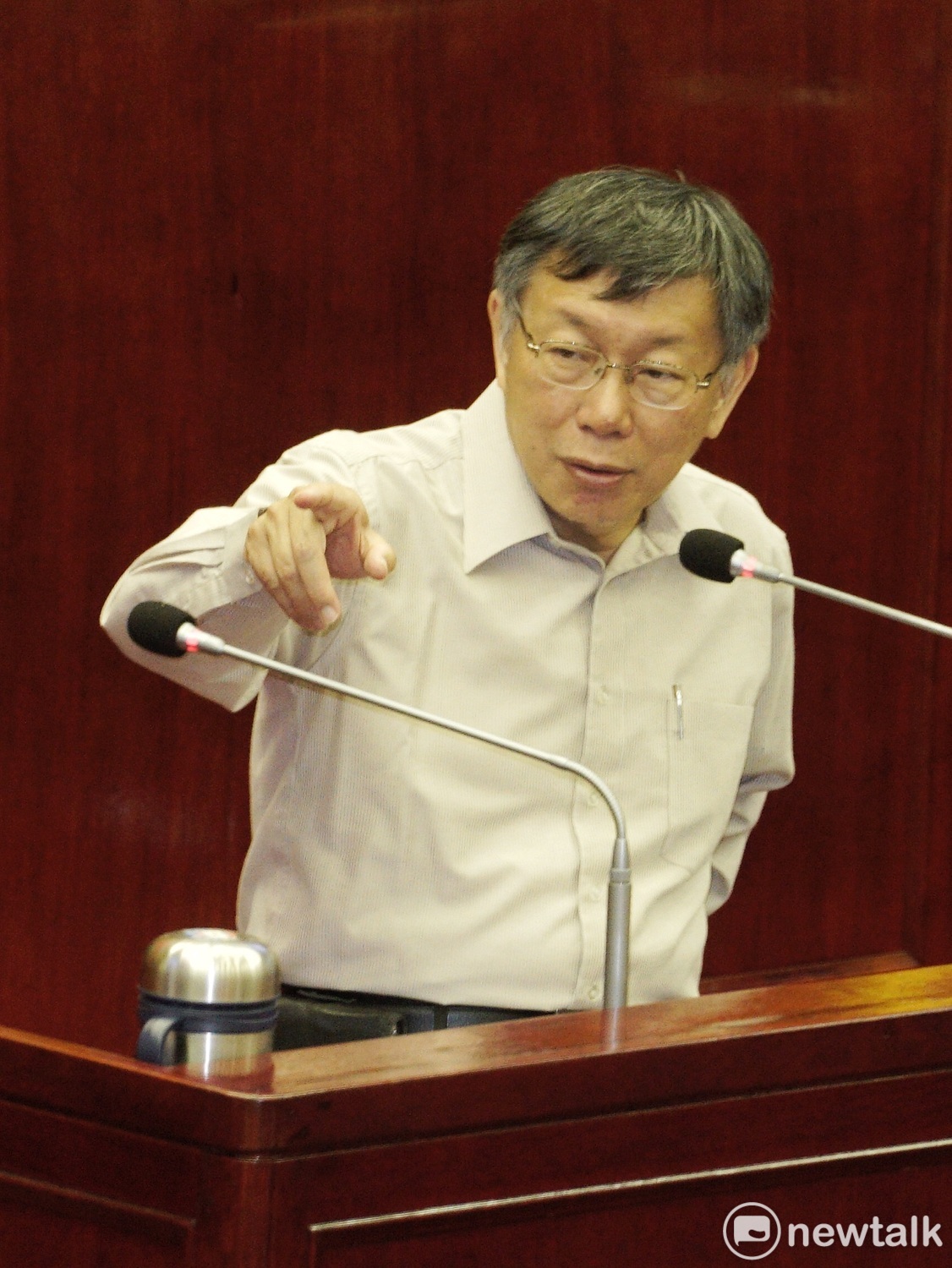 台北市長柯文哲在台北市議會備詢。 圖：張良一 / 攝