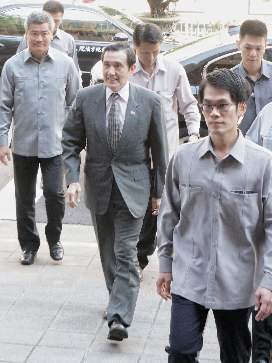 前總統馬英九為三中案到台北地院出庭。 圖：張良一/攝