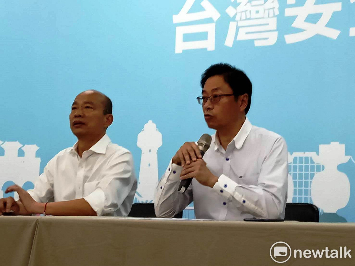 韓國瑜今天宣佈副手張善政記者會。 圖 : 孫家銘/攝