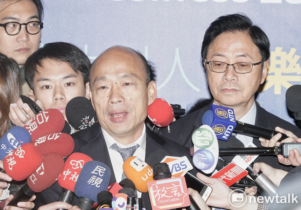韓國瑜、張善政受訪。 圖：張良一/攝（資料照）