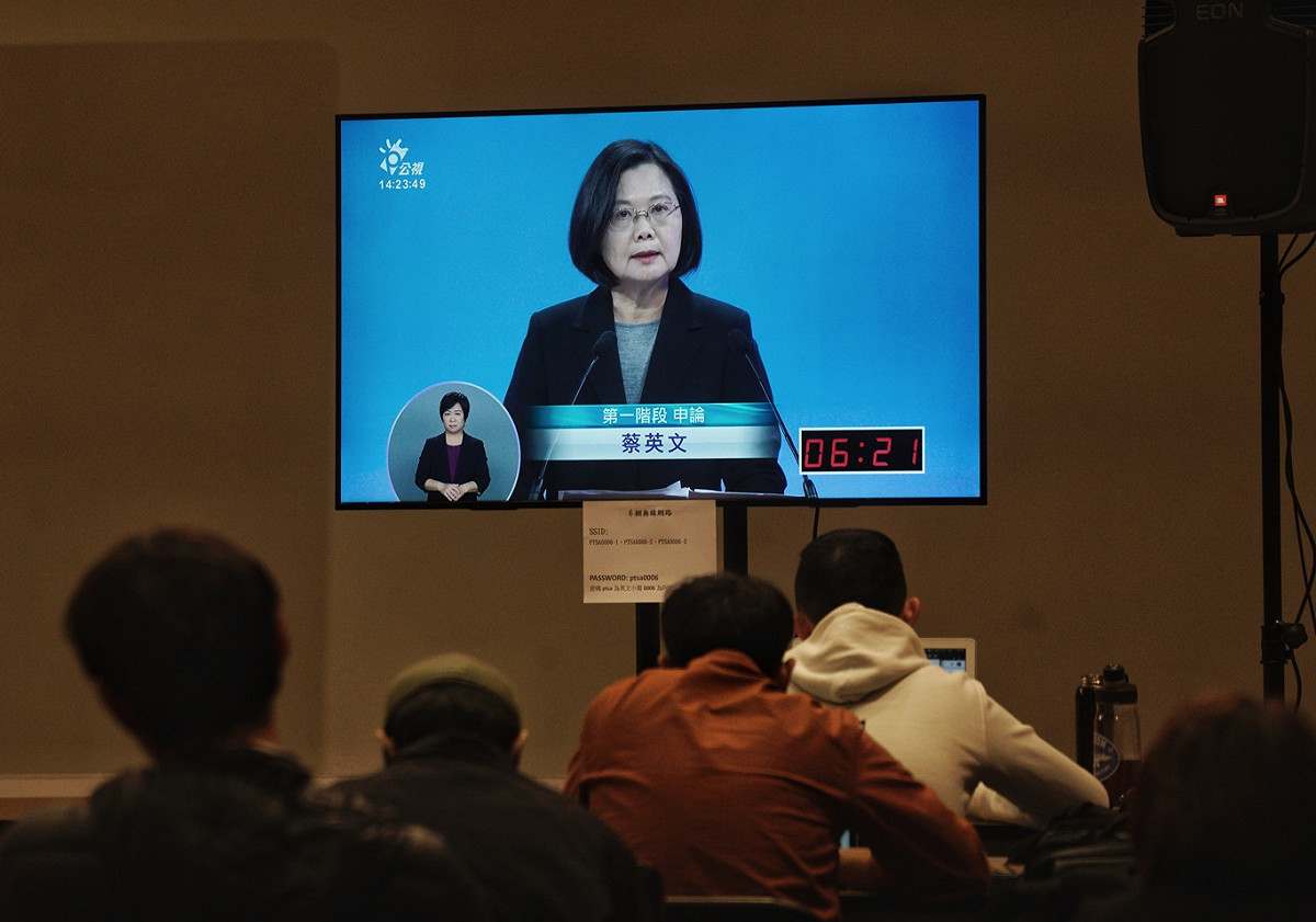 總統候選人電視辯論會。 圖：張良一/攝