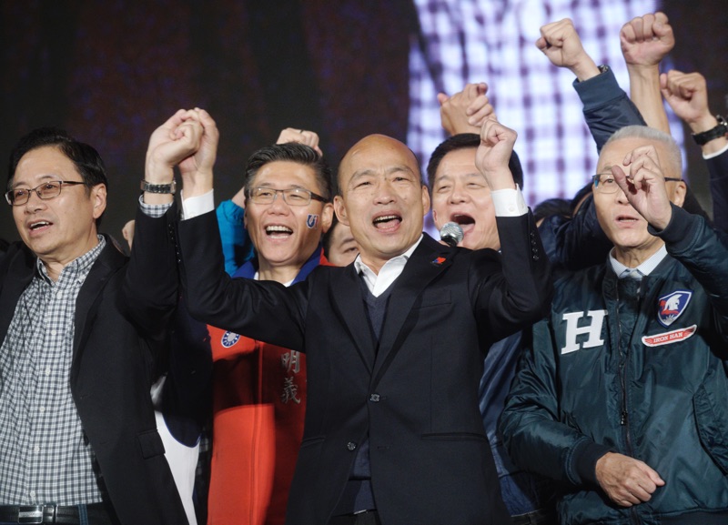 國民黨總統候選人韓國瑜出席在凱道舉行的造勢晚會。 圖：張良一/攝（資料照）