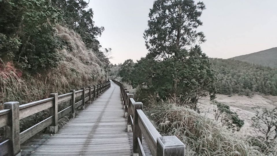 四周草地與林木也都披上雪白衣裳，銀白妝點的翠峰湖美不勝收 圖：取自太平山國家森林遊樂區粉絲專頁(照片：黃清漢)