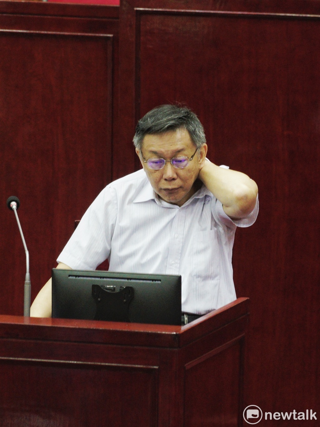 台北市長柯文哲在台北市議會備詢。 圖：張良一 / 攝（資料照）