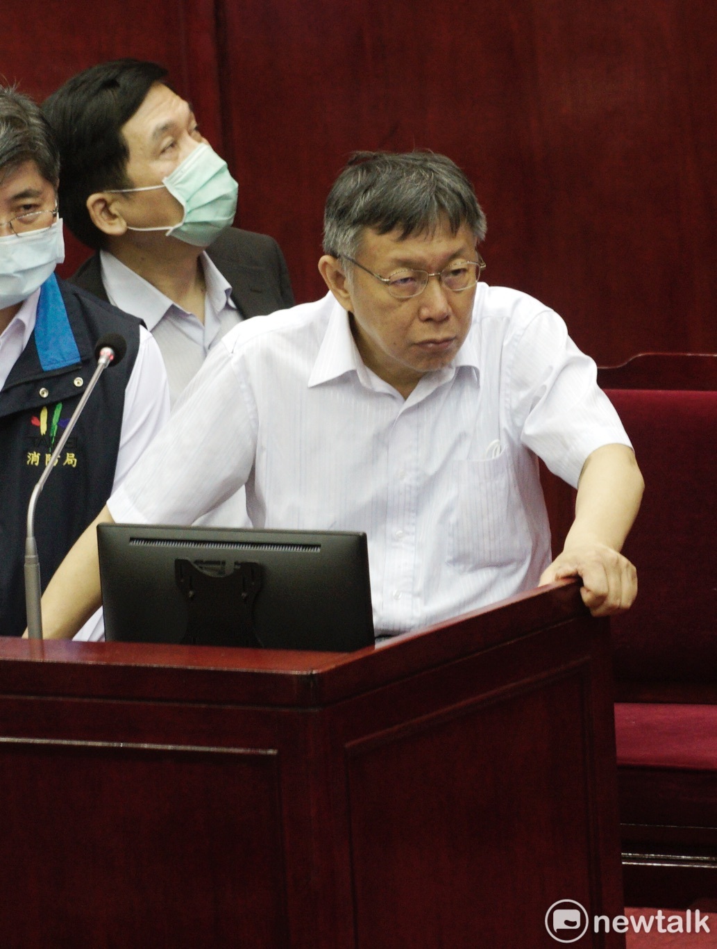 台北市長柯文哲在台北市議會備詢。 圖：張良一 / 攝