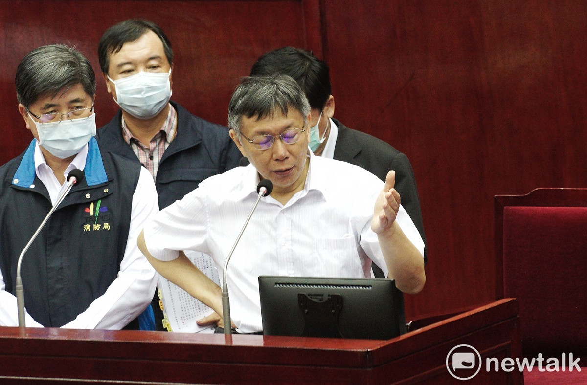 台北市長柯文哲在台北市議會備詢。 圖：張良一/攝