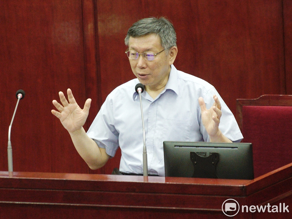 台北市長柯文哲在台北市議會備詢。 圖：張良一/攝