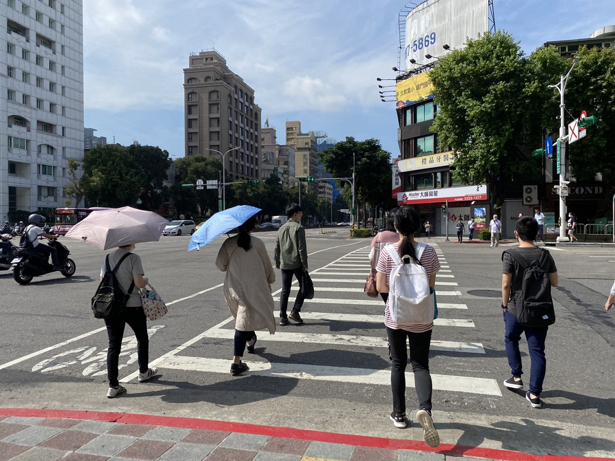 中央氣象局表示，今天太平洋高壓持續籠罩，台灣附近吹著乾燥的西南風，各地為晴到多雲的天氣， 圖：閻芝霖/攝