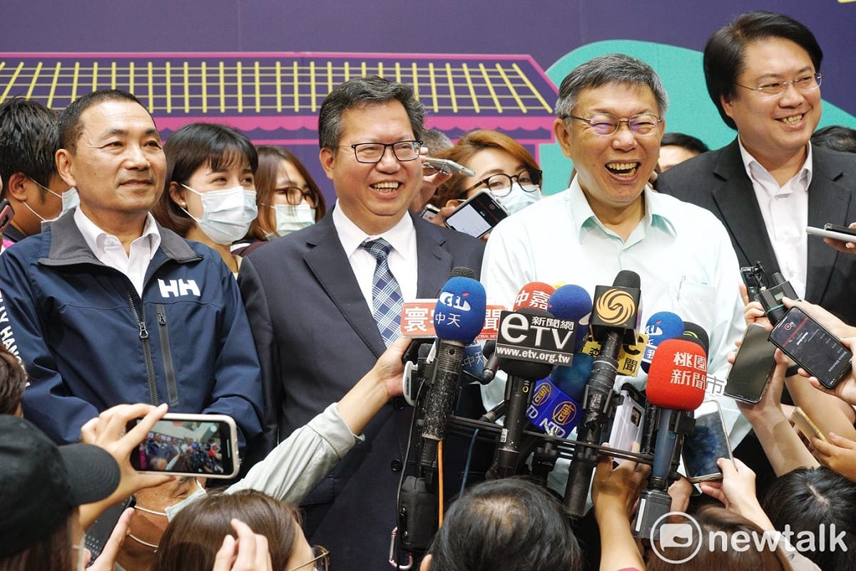 桃園市長鄭文燦、台北市長柯文哲、新北市長侯友宜和基隆市長林右昌共同出席眷村新浪潮記者會。 圖：張良一 / 攝
