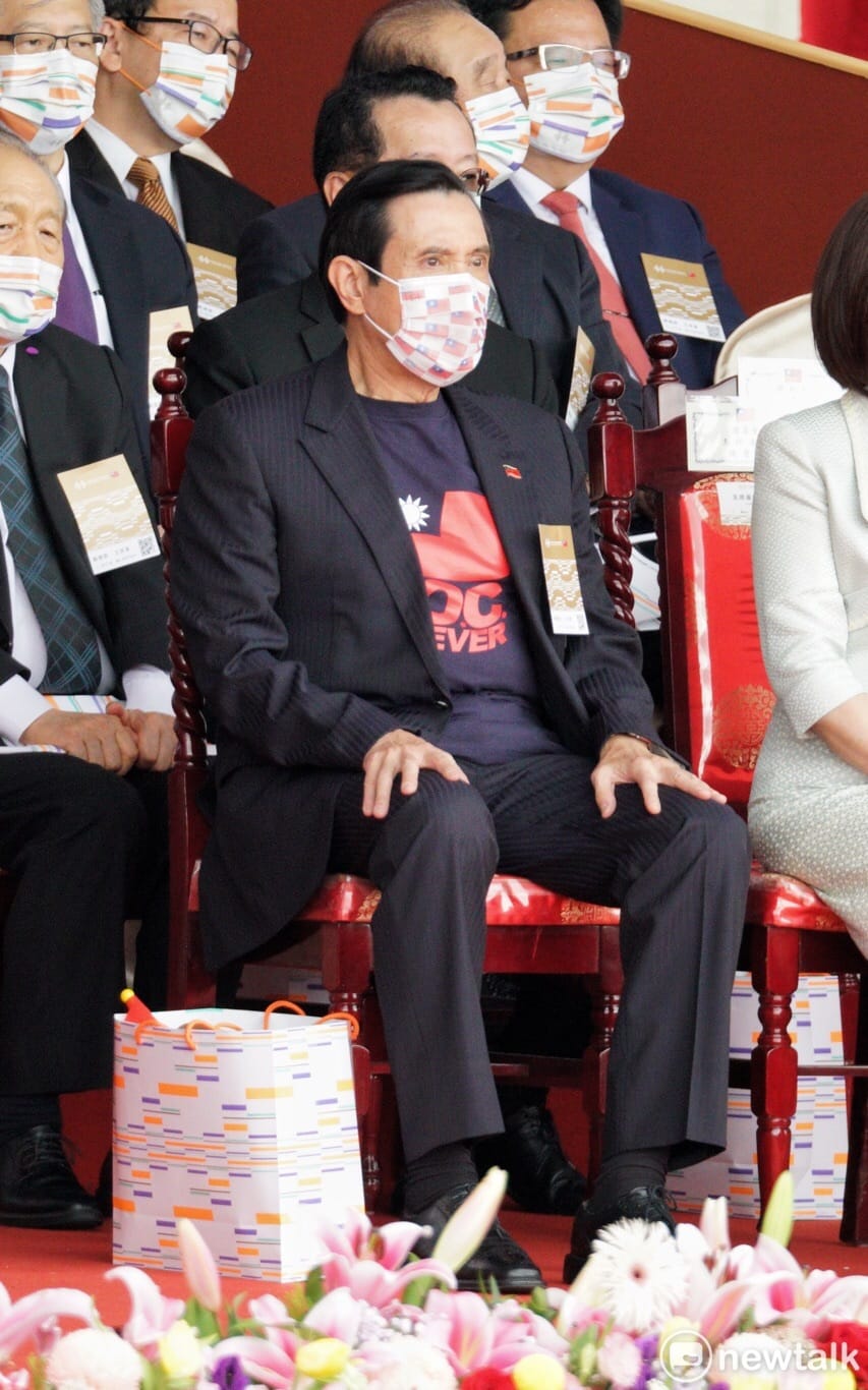 前總統馬英九參加總統府前國慶大典。 圖：張良一／攝