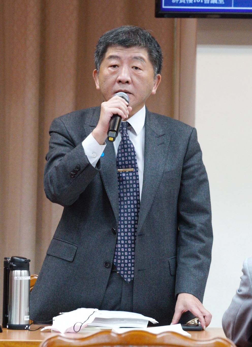 衛福部長陳時中在立院社福及衛環委員會等聯席會備詢。 圖：張良一/攝