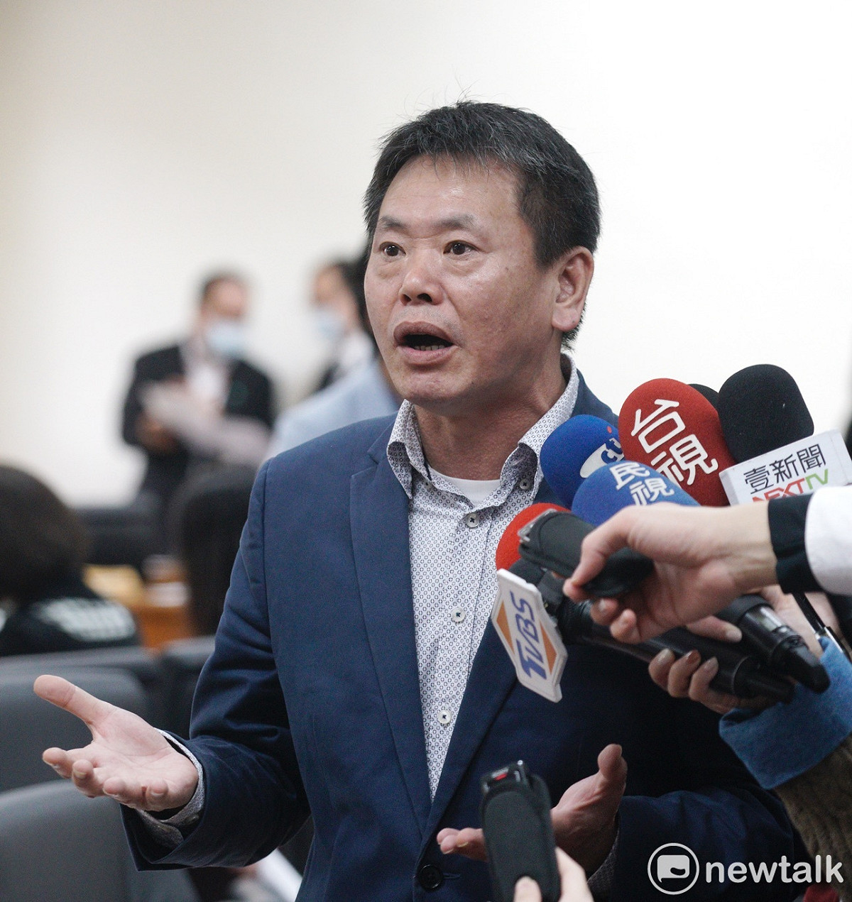 立法院經濟委員會今早審查美萊豬相關議案，國民黨總召林為洲反對全案停止送出委員會。 圖：張良一/攝