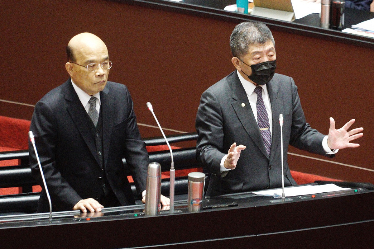 衛福部部長陳時中在立法院院會備詢。 圖：張良一/攝