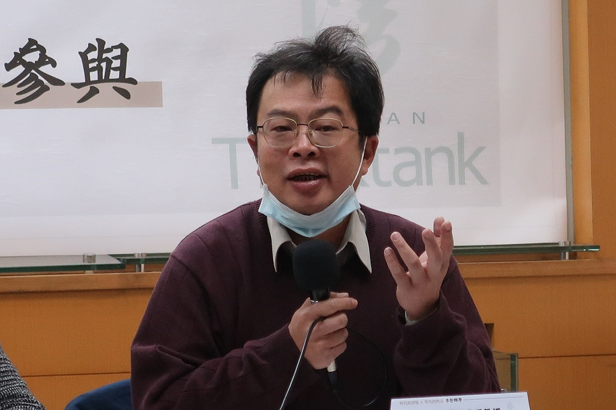 台灣智庫13日發佈最新民調，出席者台大社會系教授何明修 圖：林朝億/攝