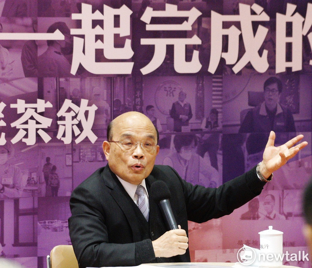 行政院長蘇貞昌今（14）天出席媒體茶敘。 圖：張良一/攝