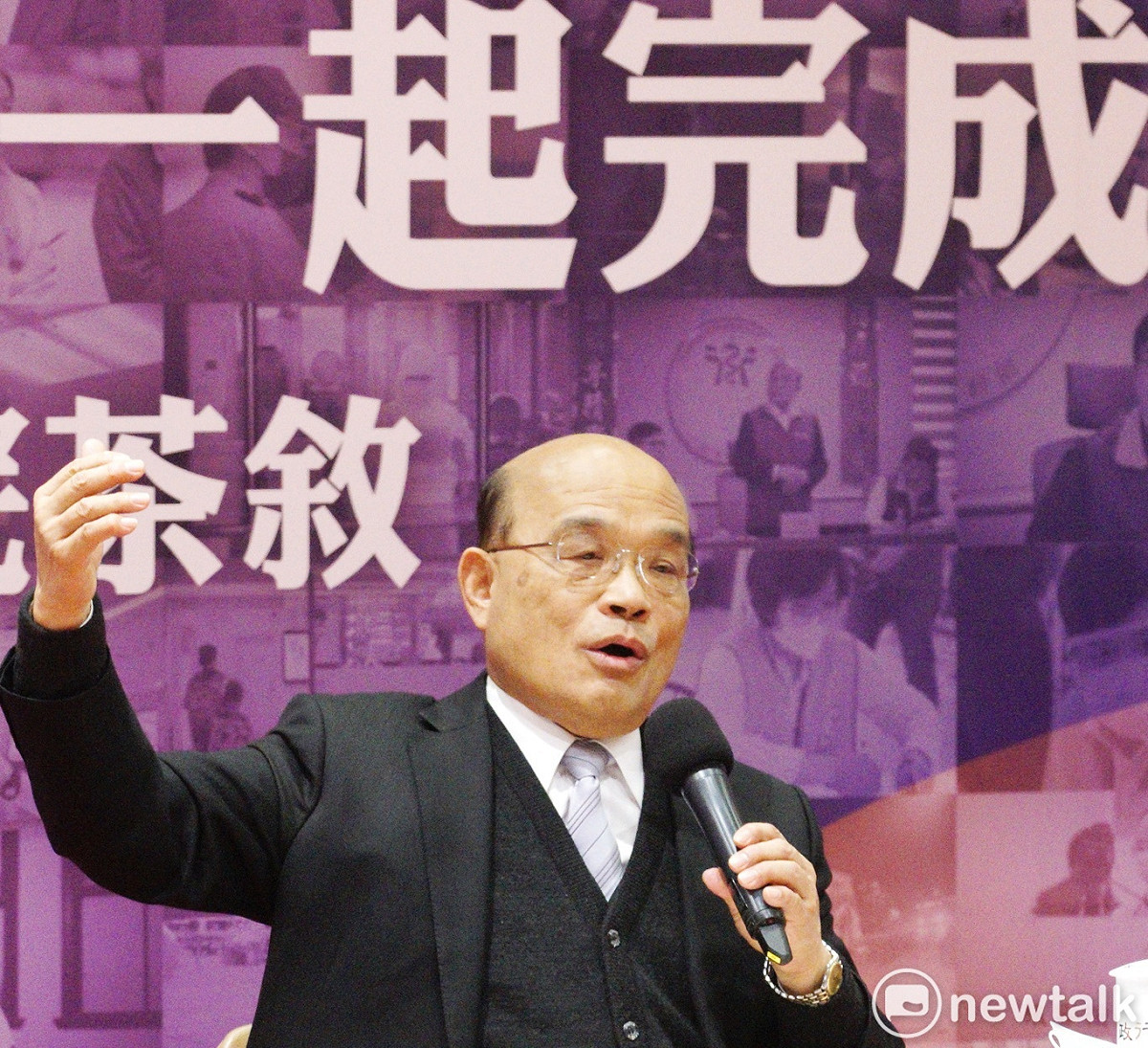 行政院長蘇貞昌今（14）天出席媒體茶敘會。 圖：張良一/攝