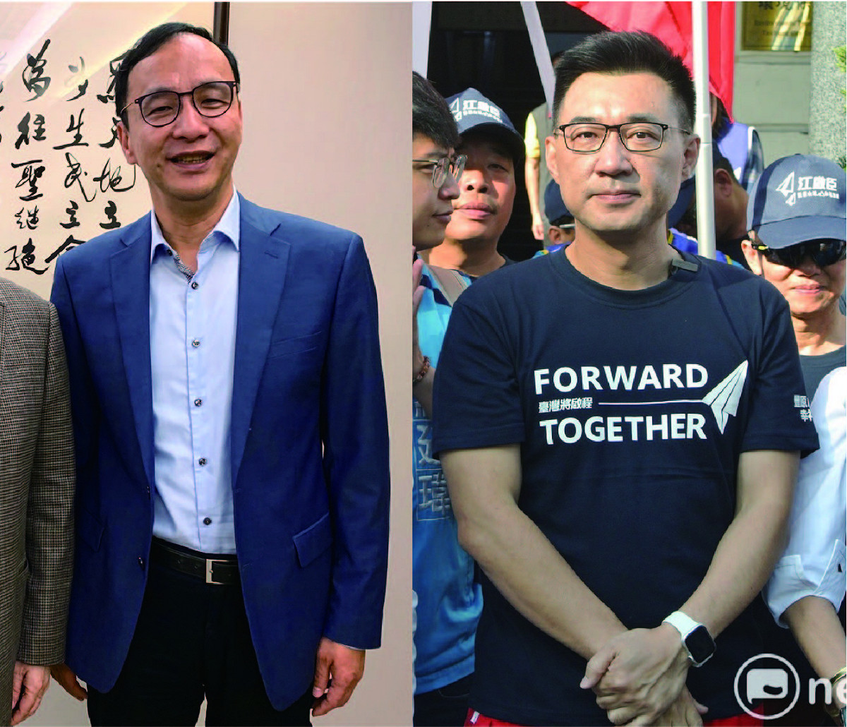 現任國民黨主席江啟臣（右）、前主席朱立倫（左）。 圖：資料照片、新頭殼合成