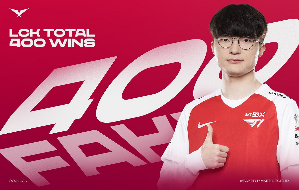 Faker奪下LCK生涯第四百勝。 圖：翻攝自LCK Global