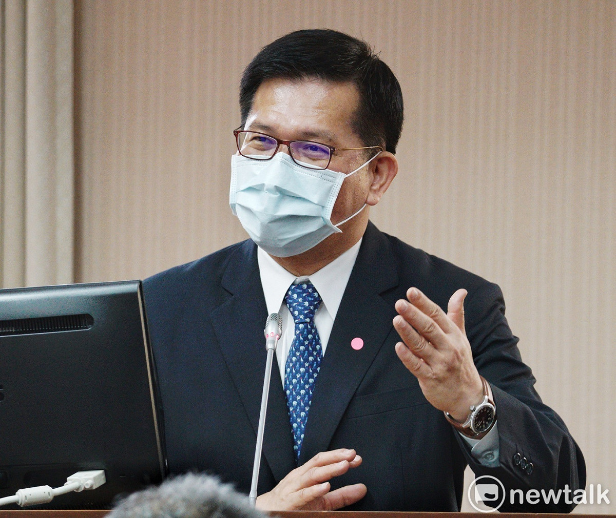 交通部長林佳龍在立院交通委員會備詢。 圖：張良一/攝