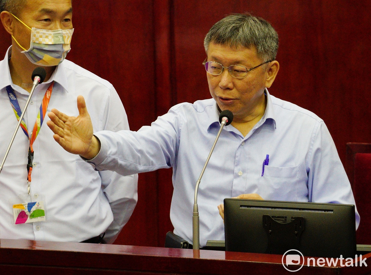 台北市長柯文哲在台北市議會備詢。 圖：張良一 / 攝