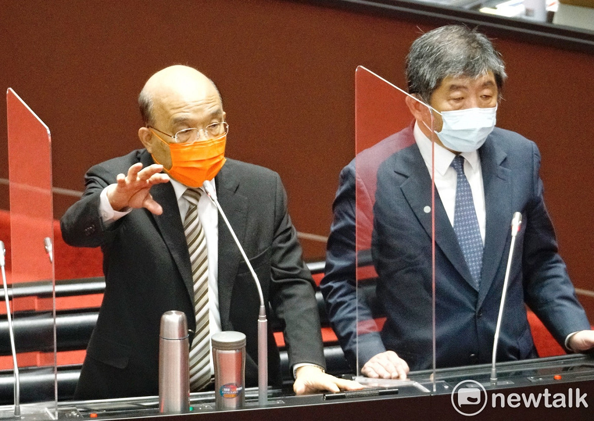 行政院長蘇貞昌、衛福部長陳時中在立院備詢。 圖：張良一/攝