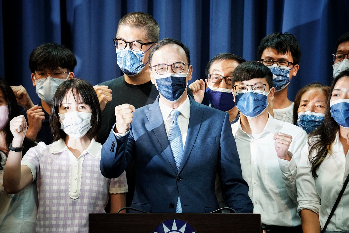 國民黨主席當選人朱立倫發表當選感言。 圖：張良一/攝