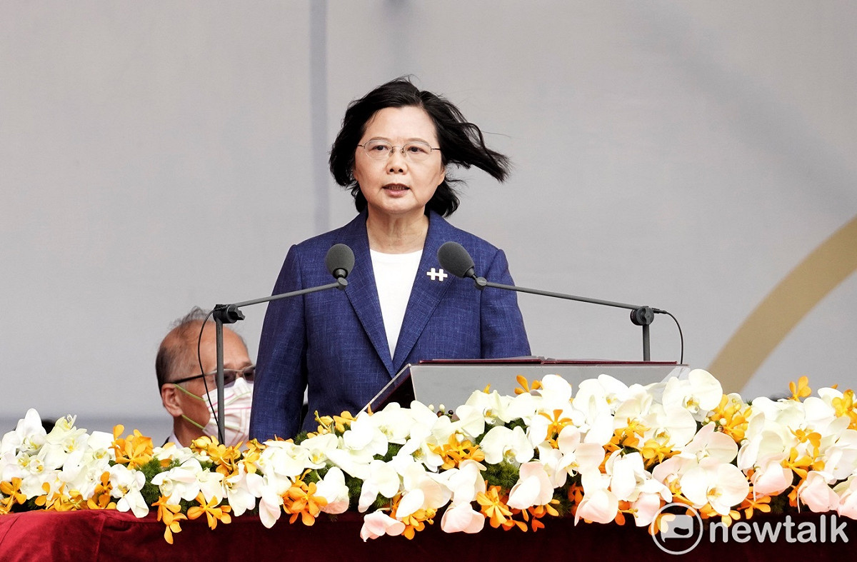 總統蔡英文在國慶大會上致詞。 圖：張良一/攝