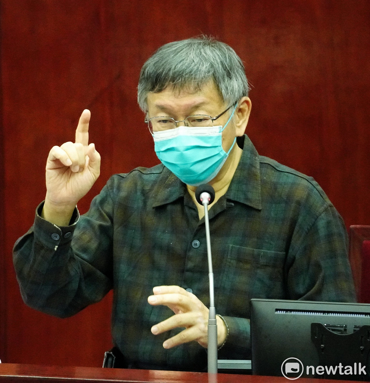 台北市長柯文哲在台北市議會備詢。 圖：張良一 / 攝