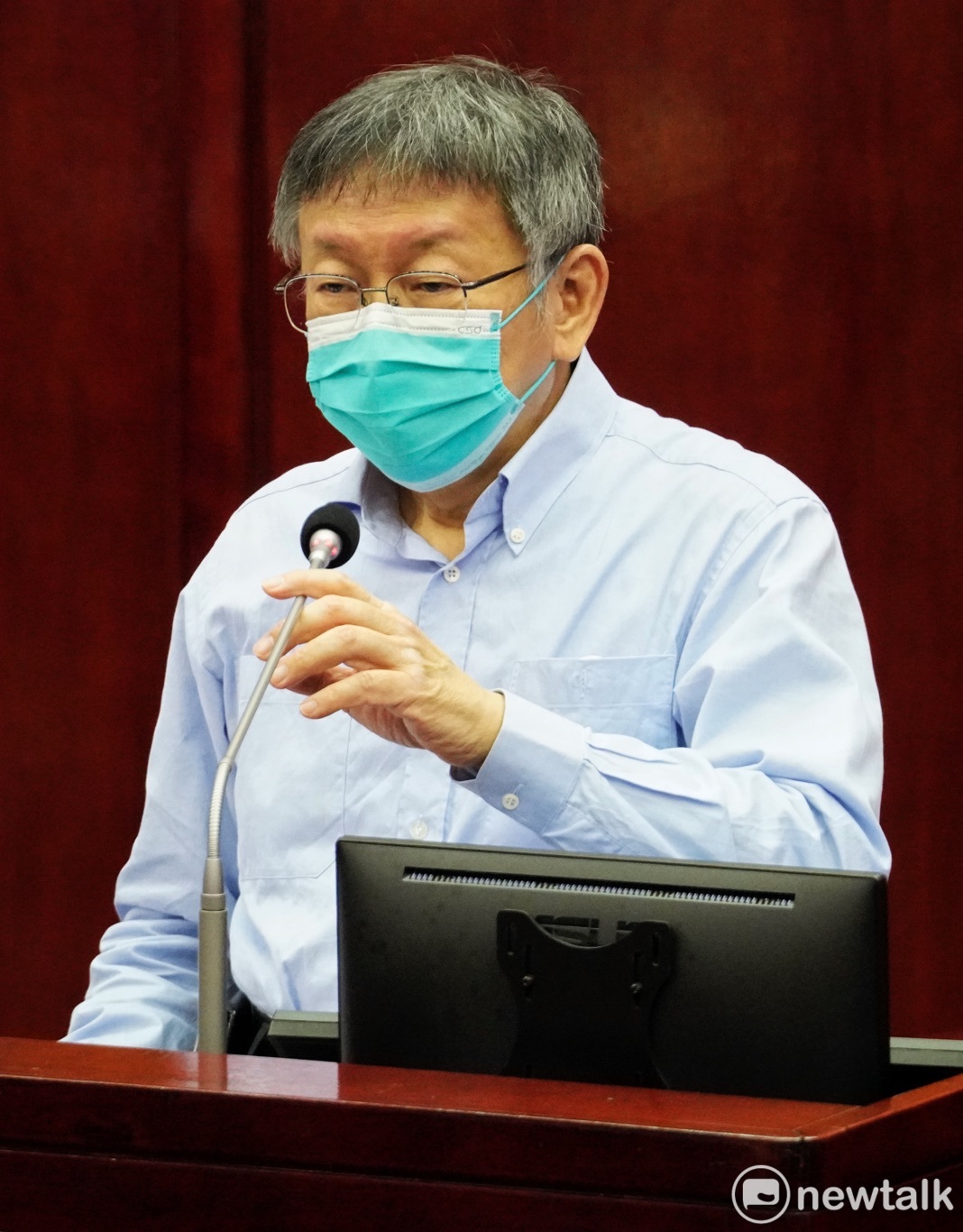 台北市長柯文哲在台北市議會備詢。 圖：張良一 / 攝（資料照）