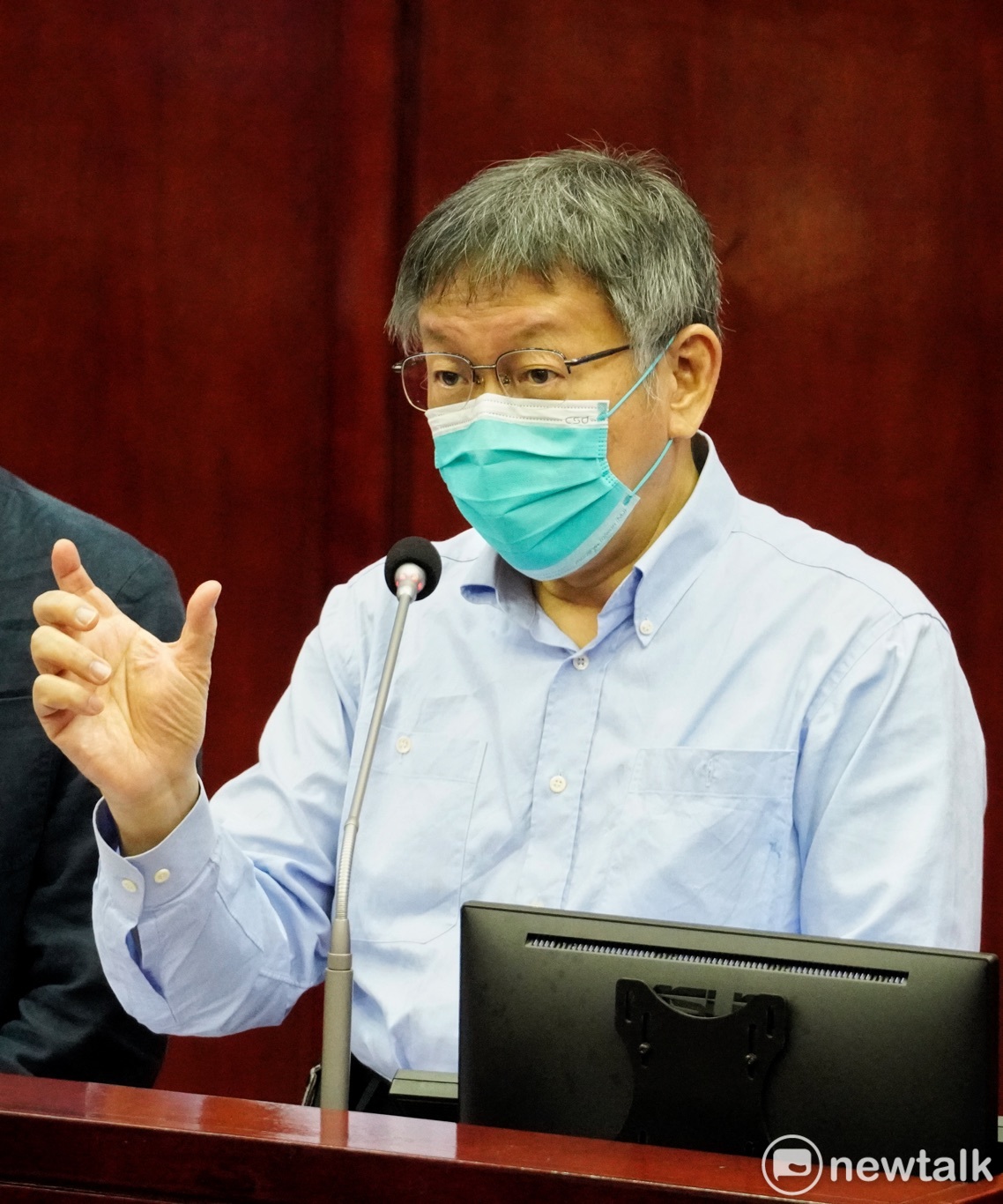 台北市長柯文哲在台北市議會備詢。 圖：張良一 / 攝