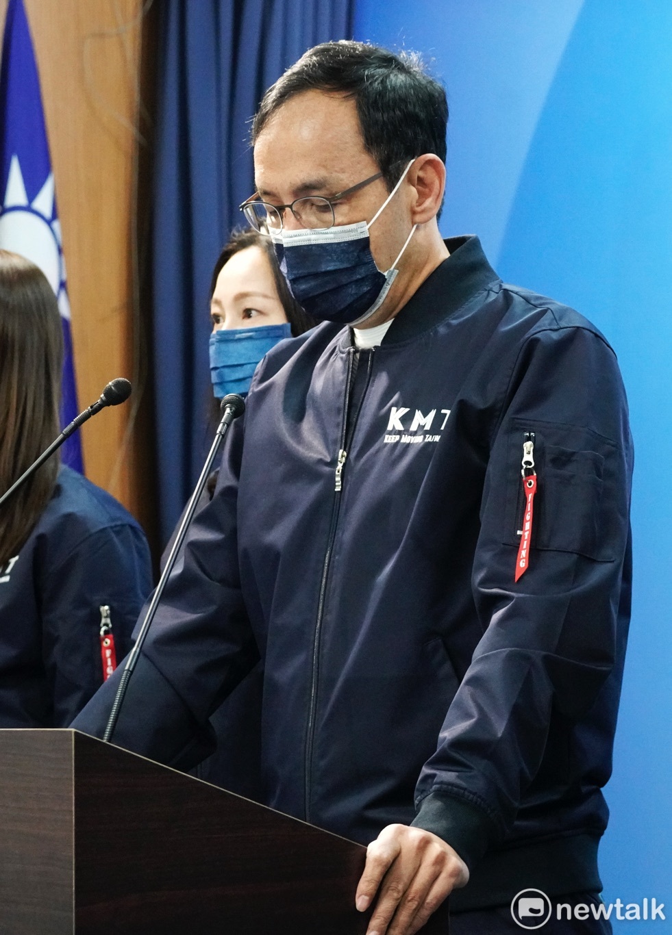 國民黨主席朱立倫對公投發表敗選談話。 圖：張良一/攝（資料照）