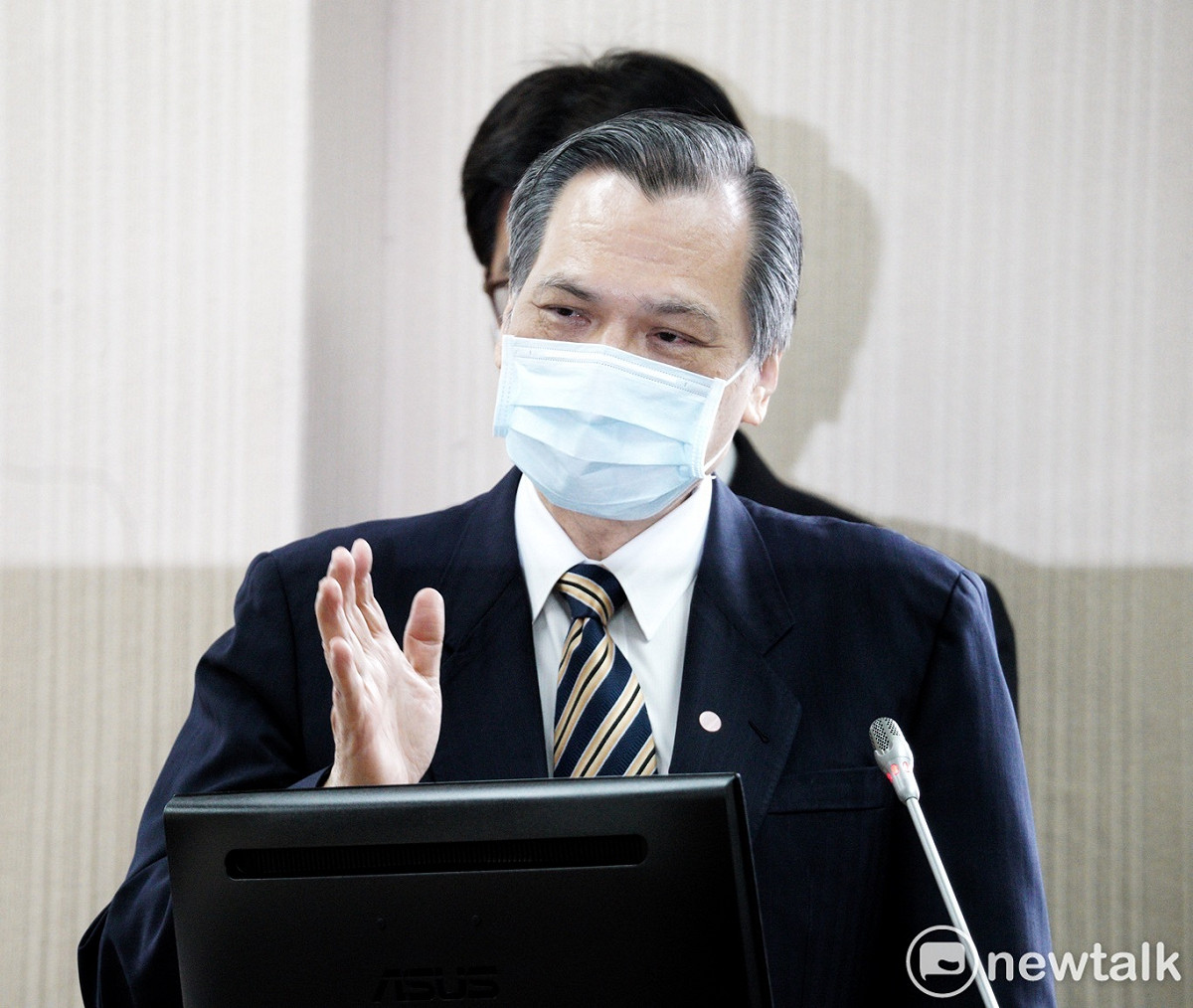 國安局長陳明通在立院外交及國防委員會備詢。 圖：張良一/攝