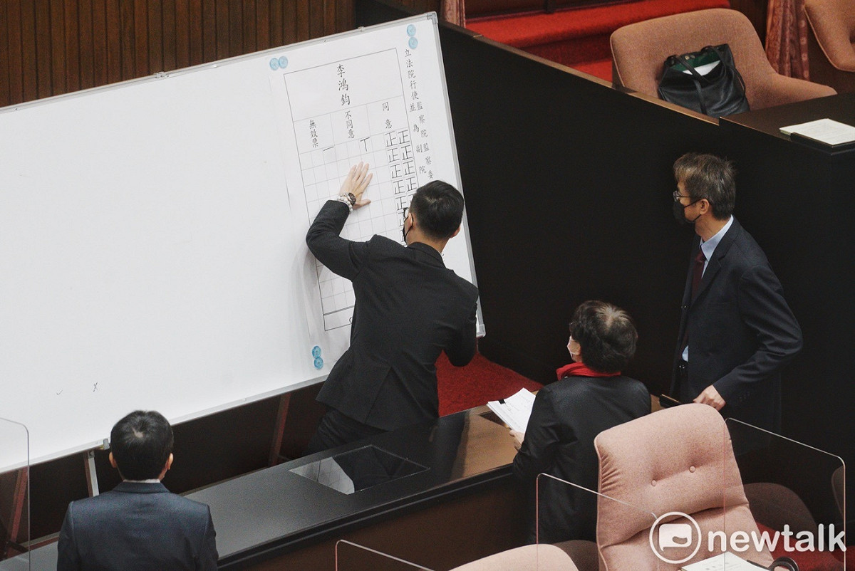 立法院院會上午對監察院監察委員並為副院長被提名人王鴻鈞行使同意權進行開票。 圖：張良一/攝