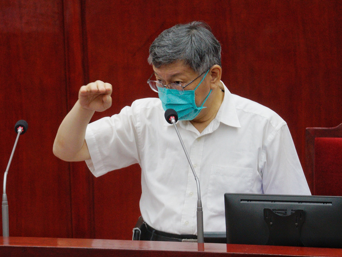 台北市長柯文哲在台北市議會備詢。 圖：張良一 / 攝（資料照）