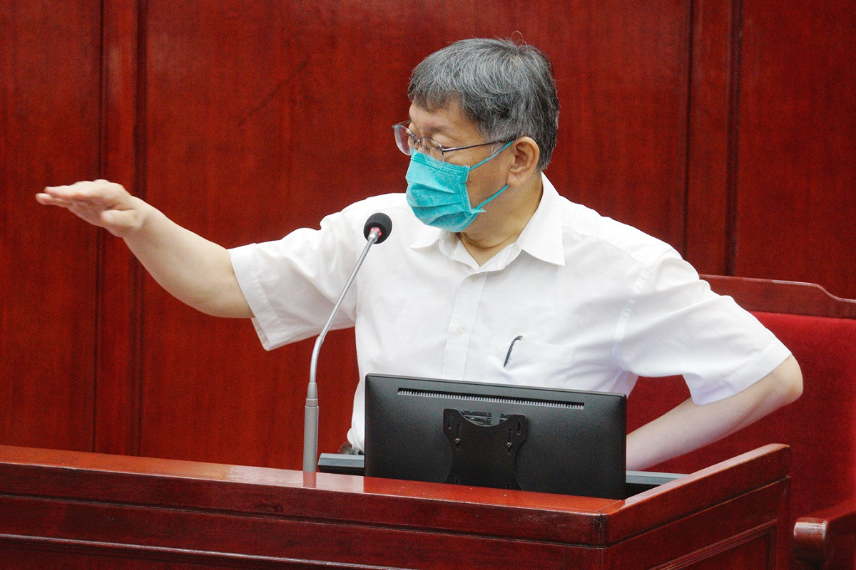 台北市長柯文哲在台北市議會備詢。 圖：張良一 / 攝（資料照）