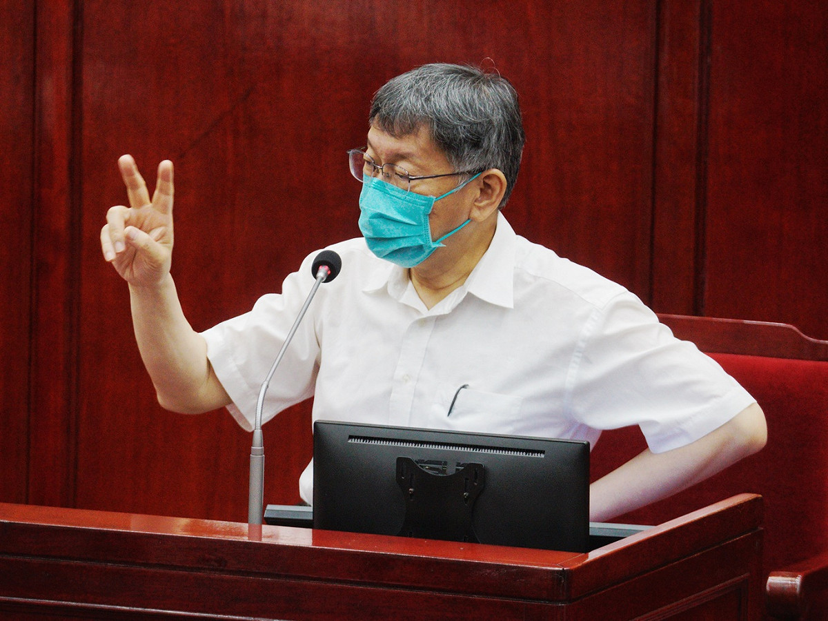 台北市長柯文哲在台北市議會備詢。 圖：張良一/攝