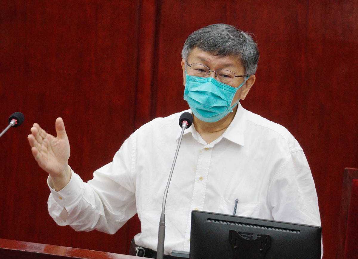台北市長柯文哲在台北市議會備詢。 圖：張良一/攝