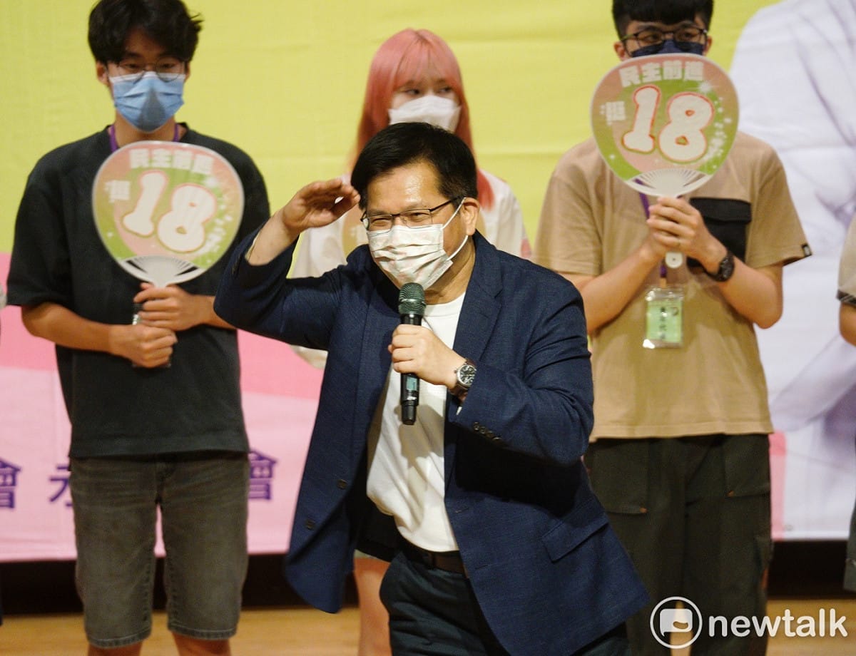 民進黨新北市長候選人林佳龍出席民主前進挺18首場宣講。 圖：張良一/攝