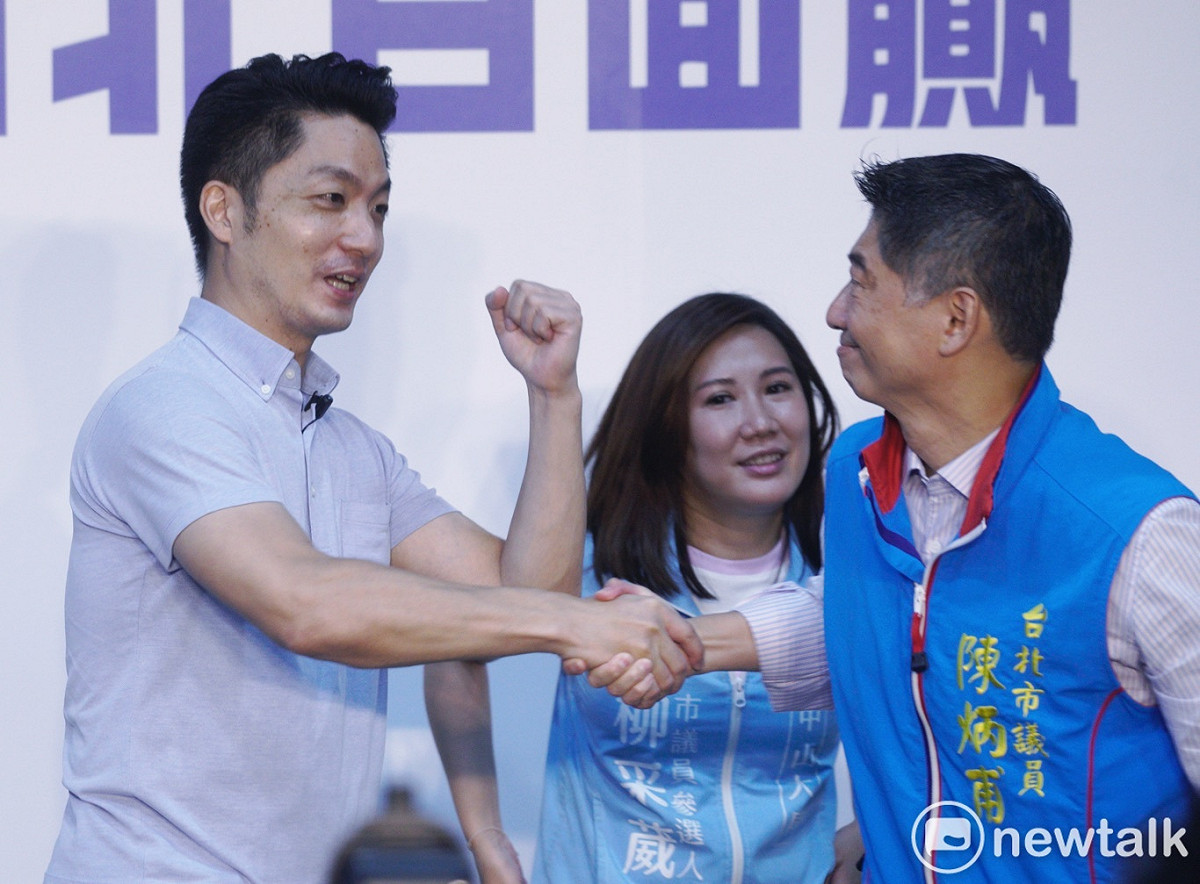 國民黨台北市長參選人蔣萬安出席「萬安作伙行 台北百面贏」記者會。 圖：張良一/攝
