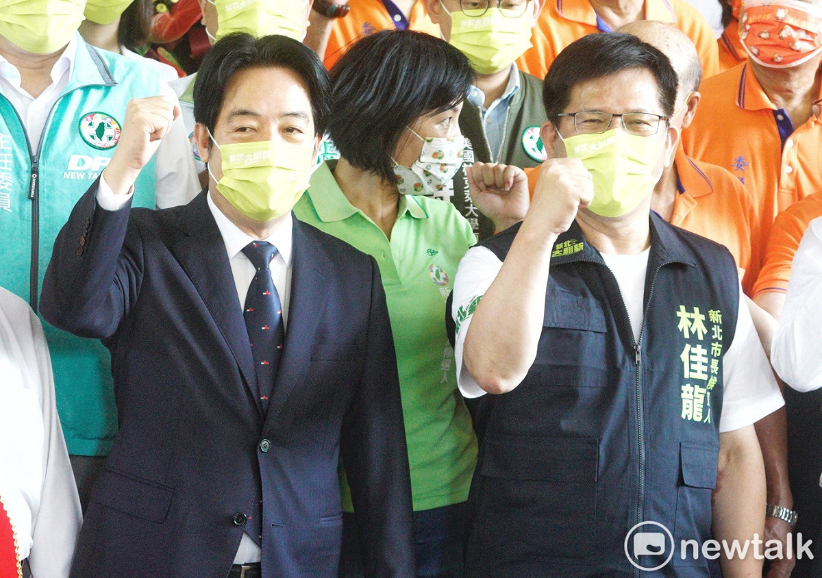 副總統賴清德啟動全台輔選列車，首站來到新北市，為民進黨提名的新北市長參選人林佳龍加油相挺。 圖：張良一 / 攝