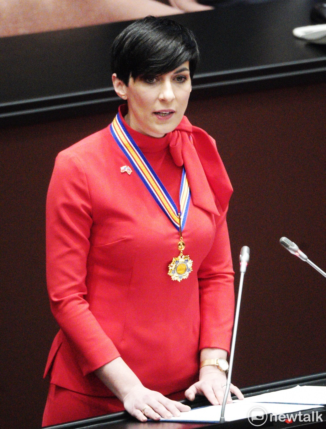 捷克眾議院議長艾達莫娃率領的訪問團上午訪問立法院並發表演說。艾達莫娃在演說中強調任何情況與臺灣同舟共濟。 圖：張良一/攝
