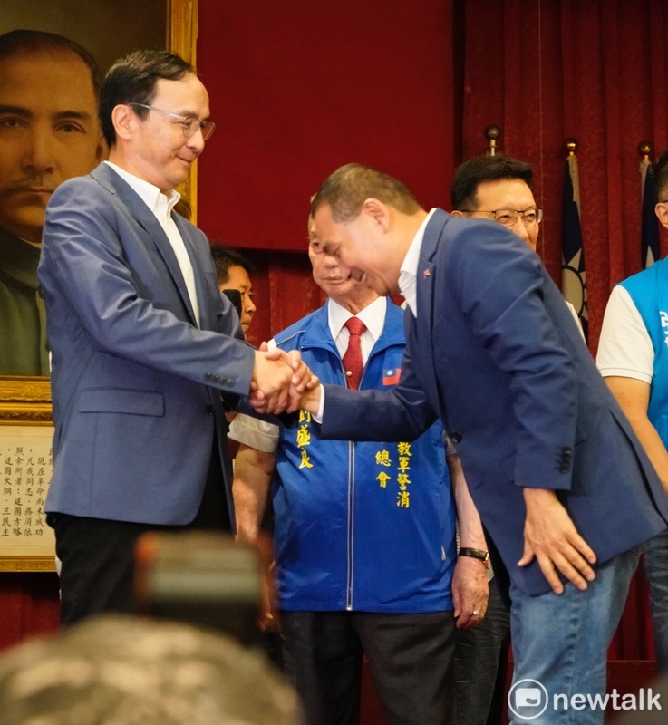 國民黨總統參選人侯友宜、國民黨主席朱立倫。 圖：張良一/攝