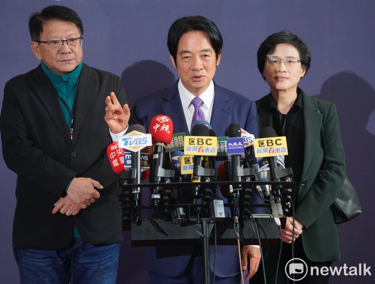 民進黨總統候選人賴清德出席首場電視政見發表會，並在離場時接受媒體提問。 圖：張良一/攝