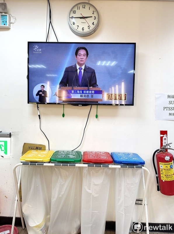 民進黨總統候選人賴清德出席總統大選電視辯論會。 圖：張良一 / 攝